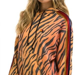 Aviator Nation Classic Ninja Velvet Relaxed Pullover Hoodie in the "Tiger" print